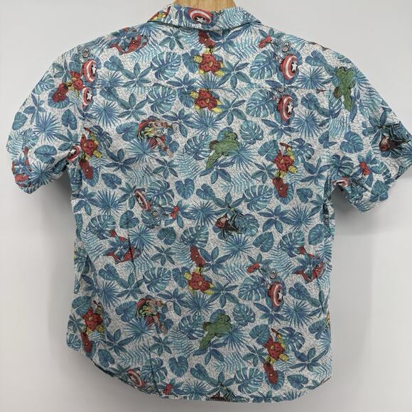 Marvel Shirt Mens XL Floral Hawaiian Avengers Button Up Short Sleeve Camp Collar - Picture 4 of 10